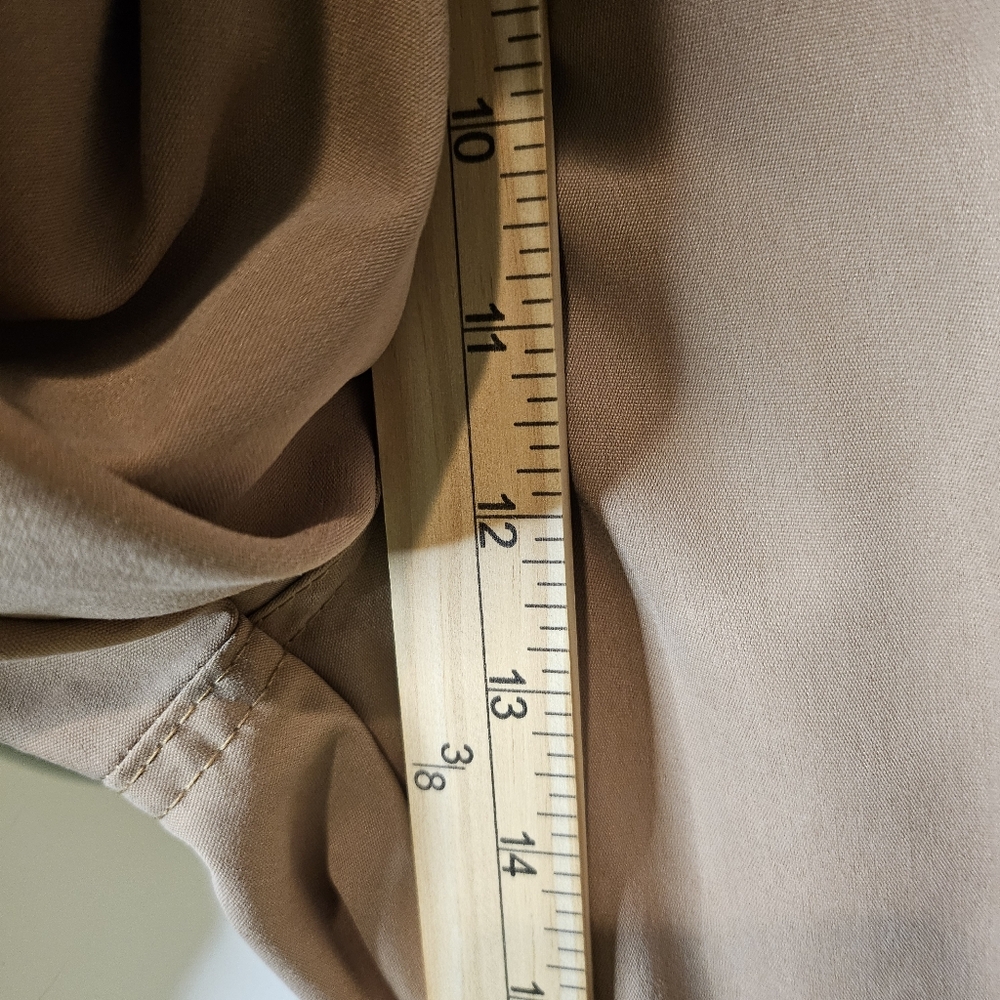 Tan Straight Leg Cargo Pants Elastic Waist Utility Pockets Casual Streetwear 31 - Picture 11 of 13